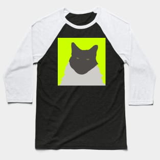 Abstract Cat on Yellow Baseball T-Shirt